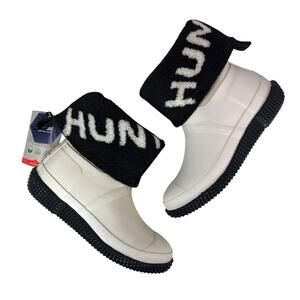 Hunter Original Slipper Snow Boot Womens 8 Insulated Foldable Cuff White Willow